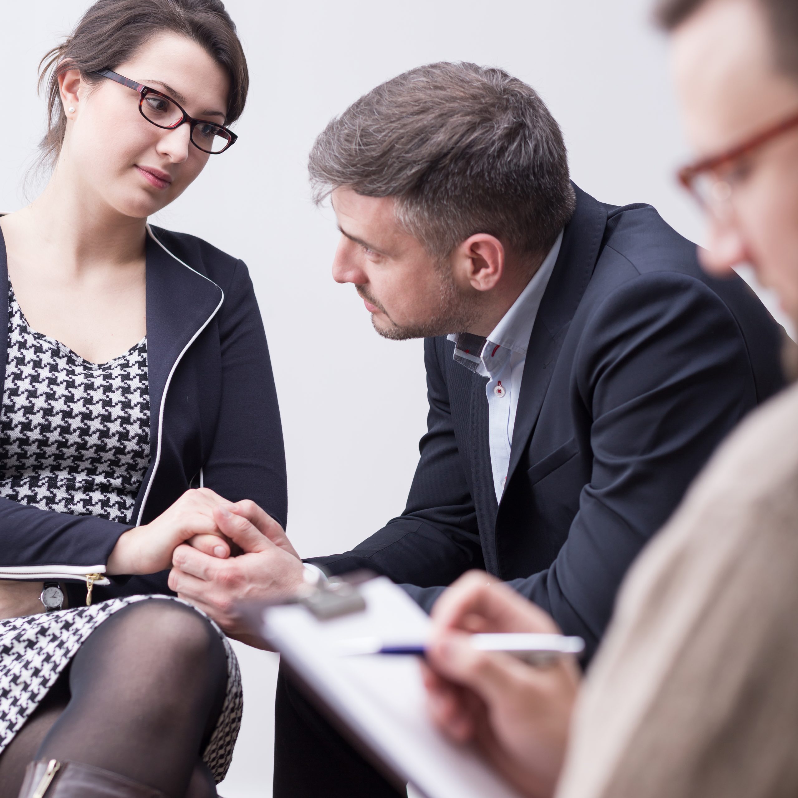 Couple and make up Happy married couple and make up on psychotherapy